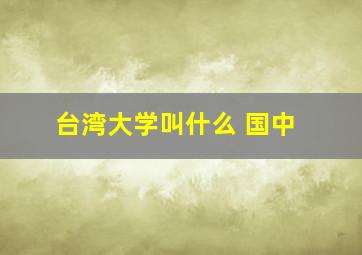 台湾大学叫什么 国中